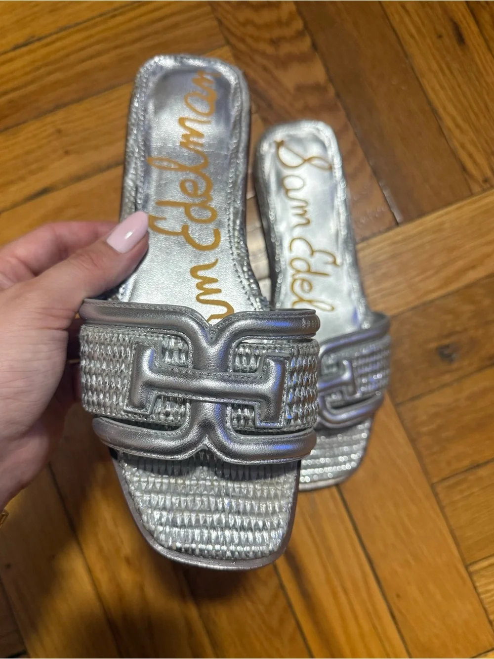Sam Edelman Silver Braided Slide Sandal